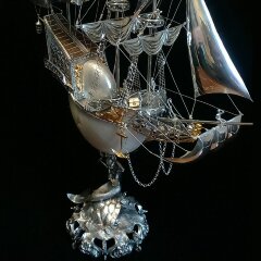 Серебряный корабль «Северный ветер» из морской раковины НАУТИЛУС