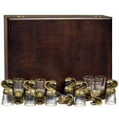 Подарочный набор стопки перевёртыши «Змея кобра» в футляре из массива дерева