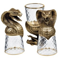 Подарочный набор стопки перевёртыши «Змея кобра» в футляре из массива дерева