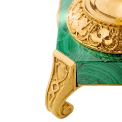 Настольная ваза из камня малахит «Лев» в подарок мужчине для интерьера