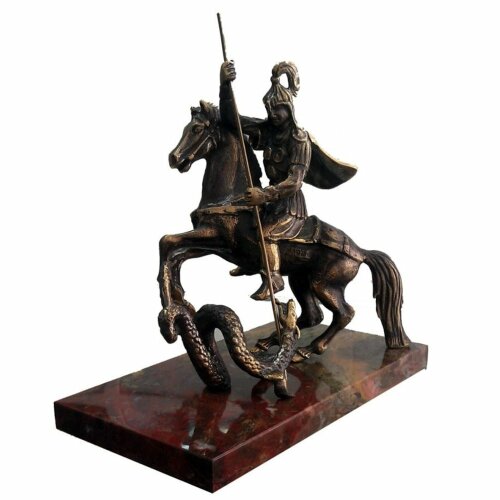 Бронзовая статуэтка «Георгий Победоносец» на камне яшма