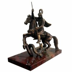 Бронзовая статуэтка «Георгий Победоносец» на камне яшма