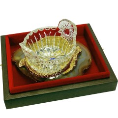 Икорница хрустальная «Царский осетр» на агате в подарок домохозяйке к праздничному столу