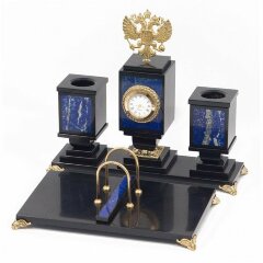 Настольный набор «Герб РФ» (лазурит)