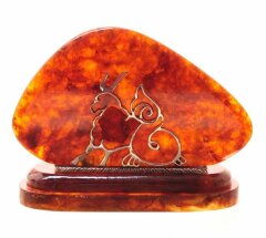 Настольная визитница из янтаря «Козерог»