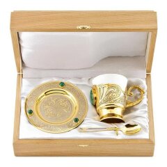 Кофейная пара «Малахит» в золоте