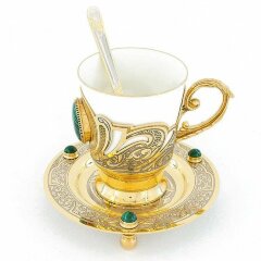 Кофейная пара «Малахит» в золоте