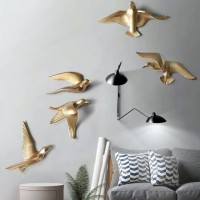 Набор 3D фигурок для декора стен «Чайки» золотого цвета (5 шт)