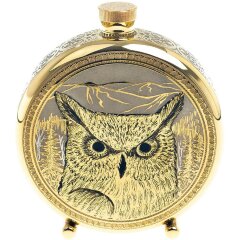 Подарочная металлическая фляжка «Филин» в деревянном футляре