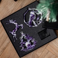 Подарочный набор из 3-х ёлочных игрушек «Новогодний» из камня (аметист) в подарок к новому году