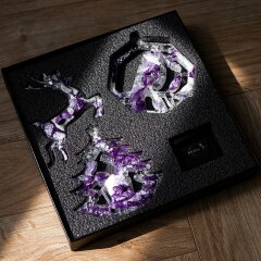 Подарочный набор из 3-х ёлочных игрушек «Новогодний» из камня (аметист) в подарок к новому году