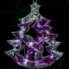 Подарочный набор из 3-х ёлочных игрушек «Новогодний» из камня (аметист) в подарок к новому году