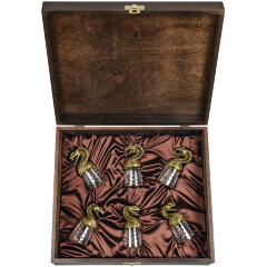 Праздничный набор стопки перевёртыши «Змея кобра» в футляре из массива дерева