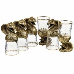 Праздничный набор стопки перевёртыши «Змея кобра» в футляре из массива дерева