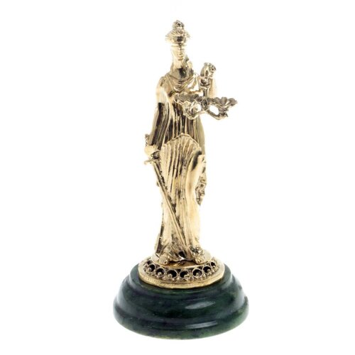 Настольная статуэтка «Фемида» на камне нефрит в подарок адвокату