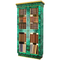 Книжный шкаф из малахита «MALACHITE» с художественным декором из бронзы