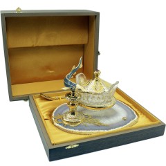 Хрустальная икорница «Триумфальная» на камне агат — наборы праздничной посуды для сервировки стола