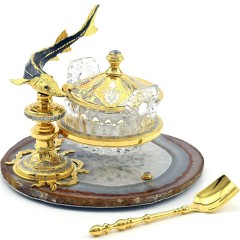 Хрустальная икорница «Триумфальная» на камне агат — наборы праздничной посуды для сервировки стола