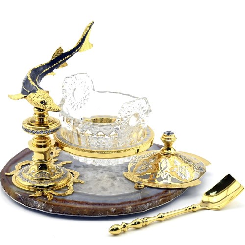 Хрустальная икорница «Триумфальная» на камне агат — наборы праздничной посуды для сервировки стола