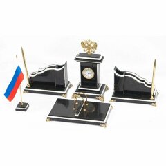 Настольный набор «Герб» (змеевик мрамор)