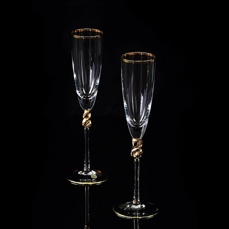 Хрустальные фужеры для шампанского «AMORE» (2 шт)