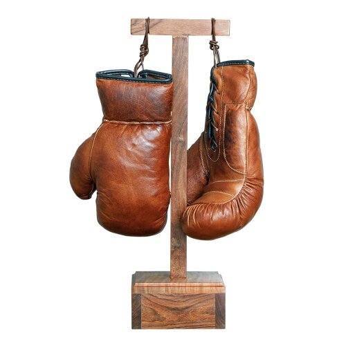 Интерьерный сувенир «Боксерские перчатки» из светлой кожи на подставке
