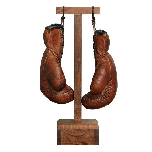 Интерьерный сувенир «Боксерские перчатки» из светлой кожи на подставке