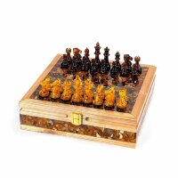 Шахматный ларец «Стандарт» из дерева и янтаря