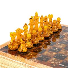 Шахматный ларец «Стандарт» из дерева и янтаря