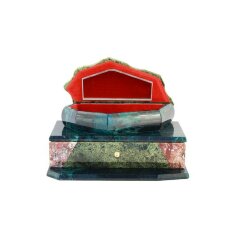 Подарочная шкатулка из камня змеевик «Ларец двухъярусный» для украшений