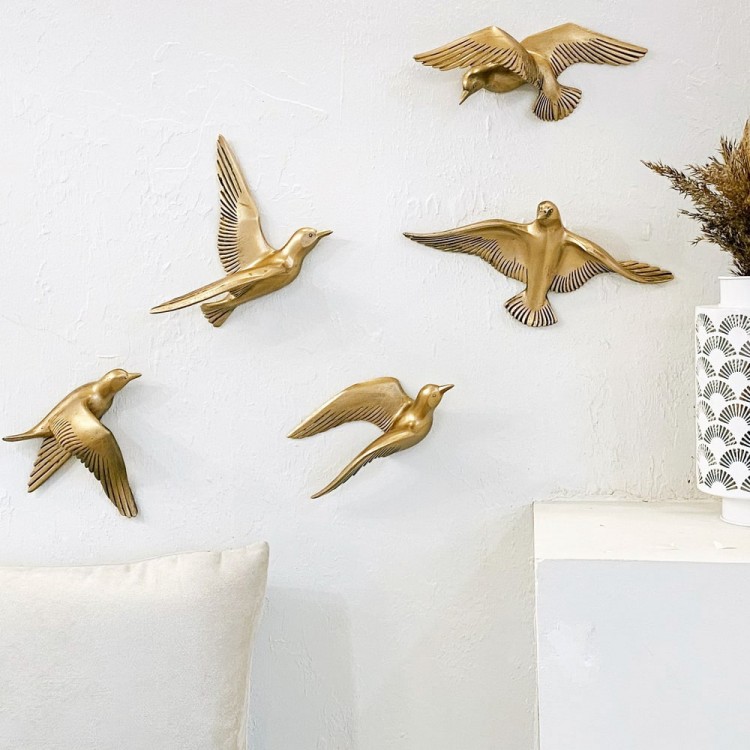 Набор 3D фигурок для декора стен «Чайки» бронзового цвета (5 шт)