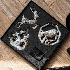 Подарочный набор из 3-х ёлочных игрушек «Новогодний» из камня (розовый кварц) в подарок к новому году