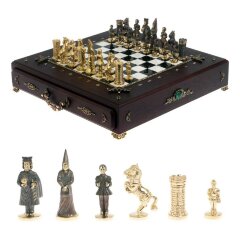 Шахматный ларец «Камелот» с бронзовыми фигурами