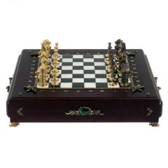 Шахматный ларец «Камелот» с бронзовыми фигурами