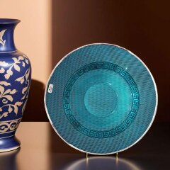 Бирюзовая тарелка «Море Афины» для декора интерьера