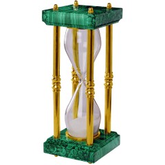 Песочные часы из малахита «Антистресс» белый песок в стеклянной колбе