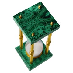 Песочные часы из малахита «Антистресс» белый песок в стеклянной колбе