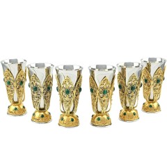 Набор бокалов для вина «Цветы» — нержавеющая сталь с позолотой