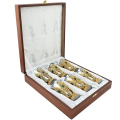 Набор бокалов для вина «Цветы» — нержавеющая сталь с позолотой