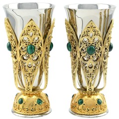 Набор бокалов для вина «Цветы» — нержавеющая сталь с позолотой