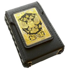 Карманная сигаретница «Герб России» из натуральной кожи для пачки сигарет