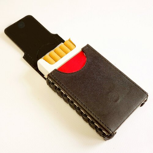 Карманная сигаретница «Герб России» из натуральной кожи для пачки сигарет