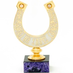 Настольный сувенир «Подкова на счастье» камень чароит в подарок дочери