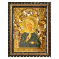 Подарочная икона «Матрона Московская» из янтаря в багете