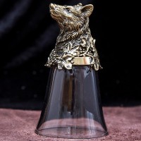 Подарочная стопка перевёртыш «Волк» из бронзы