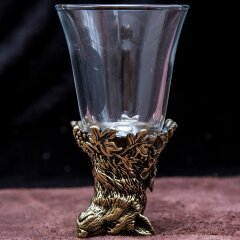 Подарочная стопка перевёртыш «Волк» из бронзы