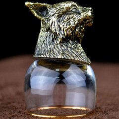 Художественная стопка перевёртыш «Рысь» из бронзы (малая)