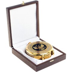 Подарочная металлическая фляжка «Герб России» в деревянном футляре