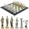 Коллекционные шахматы «Олимпийские игры» с бронзовыми фигурами на каменной доске (змеевик, мрамор)