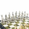 Коллекционные шахматы «Олимпийские игры» с бронзовыми фигурами на каменной доске (змеевик, мрамор)
